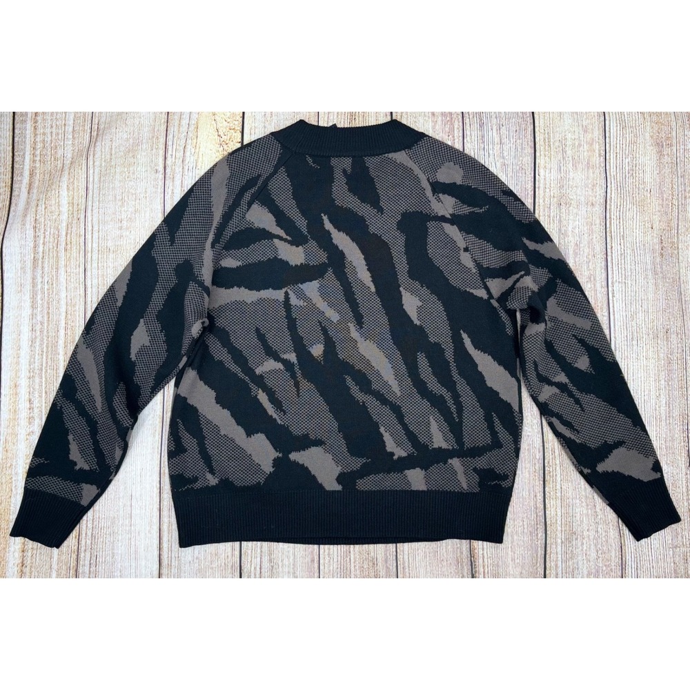 Athleta Mock Neck Sweater Size‎ Medium Black Gray Merino Wool Blend Jacquard - Picture 9 of 9